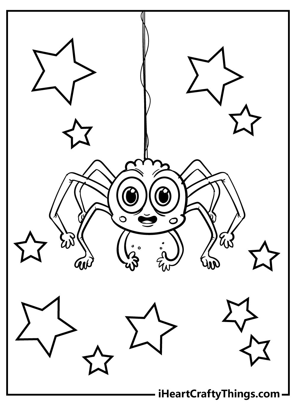 Toddlers spider and stars coloring page