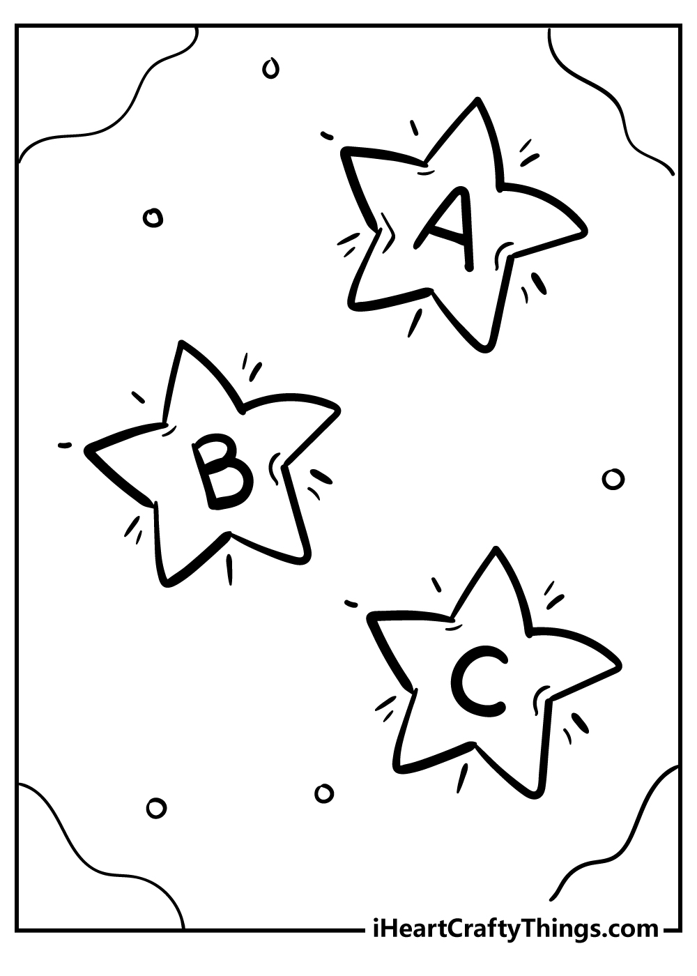 Toddler ABC stars coloring page printable