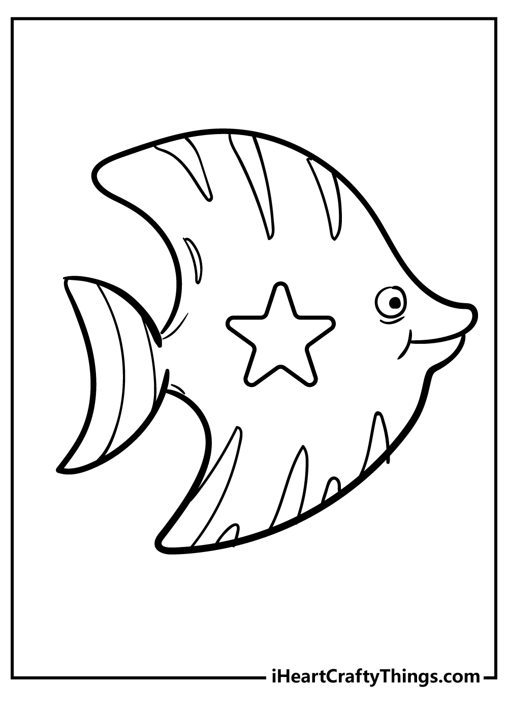 Toddler fish with star coloring page