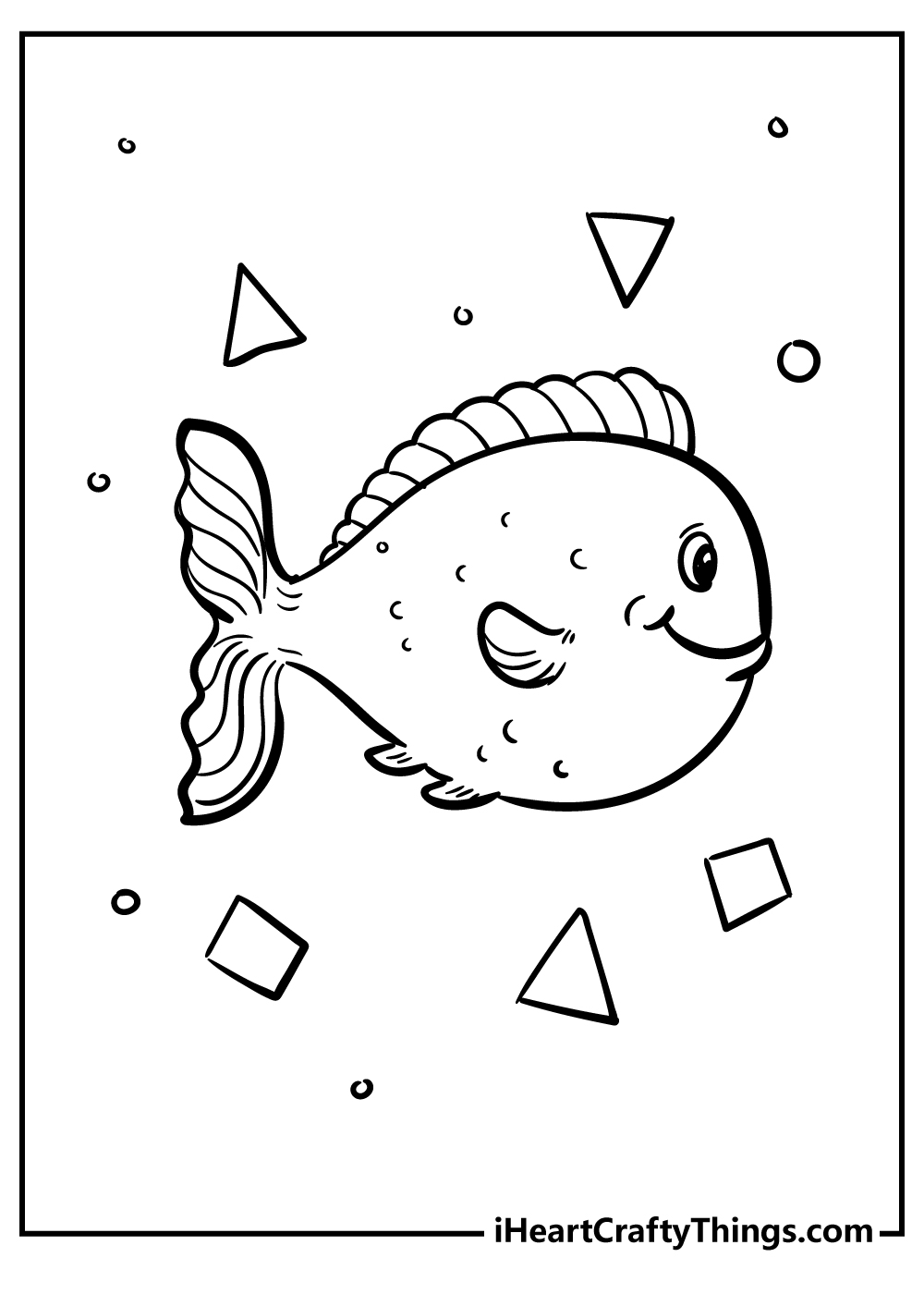 Toddlers fish and shapes coloring page