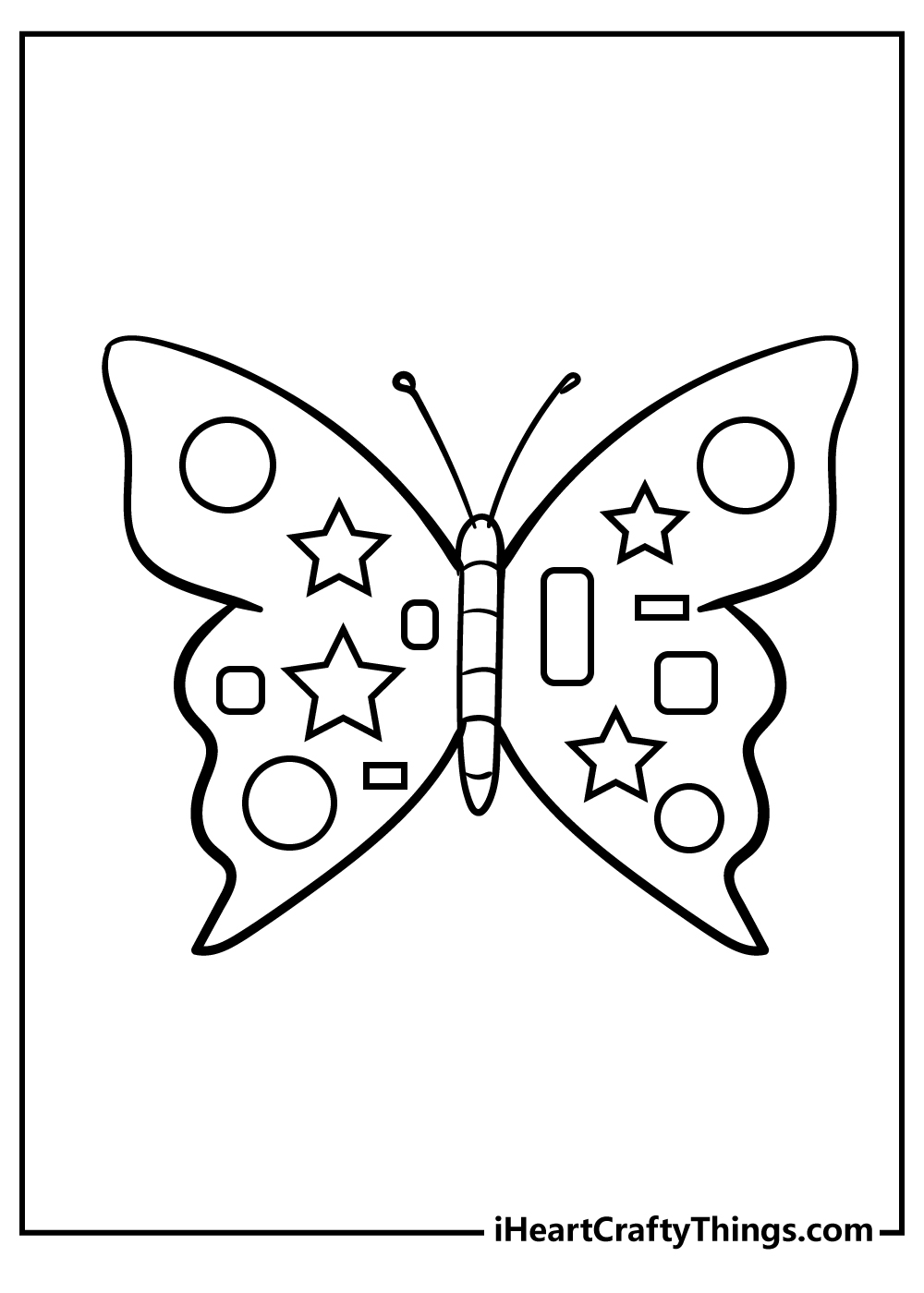 Toddlers butterfly with shapes coloring page