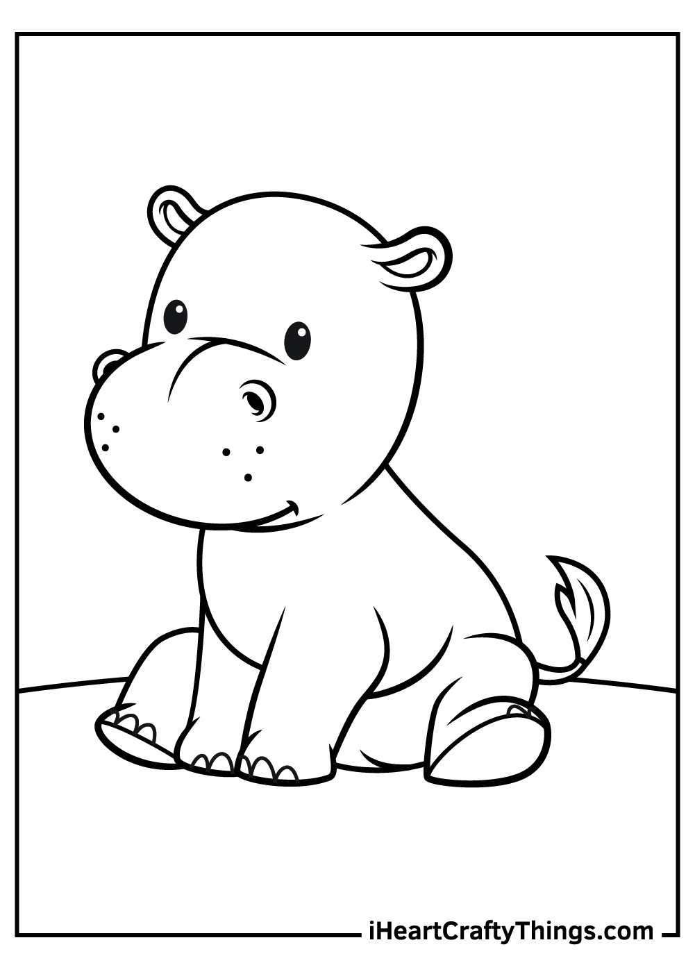 Baby hippo printable page for children