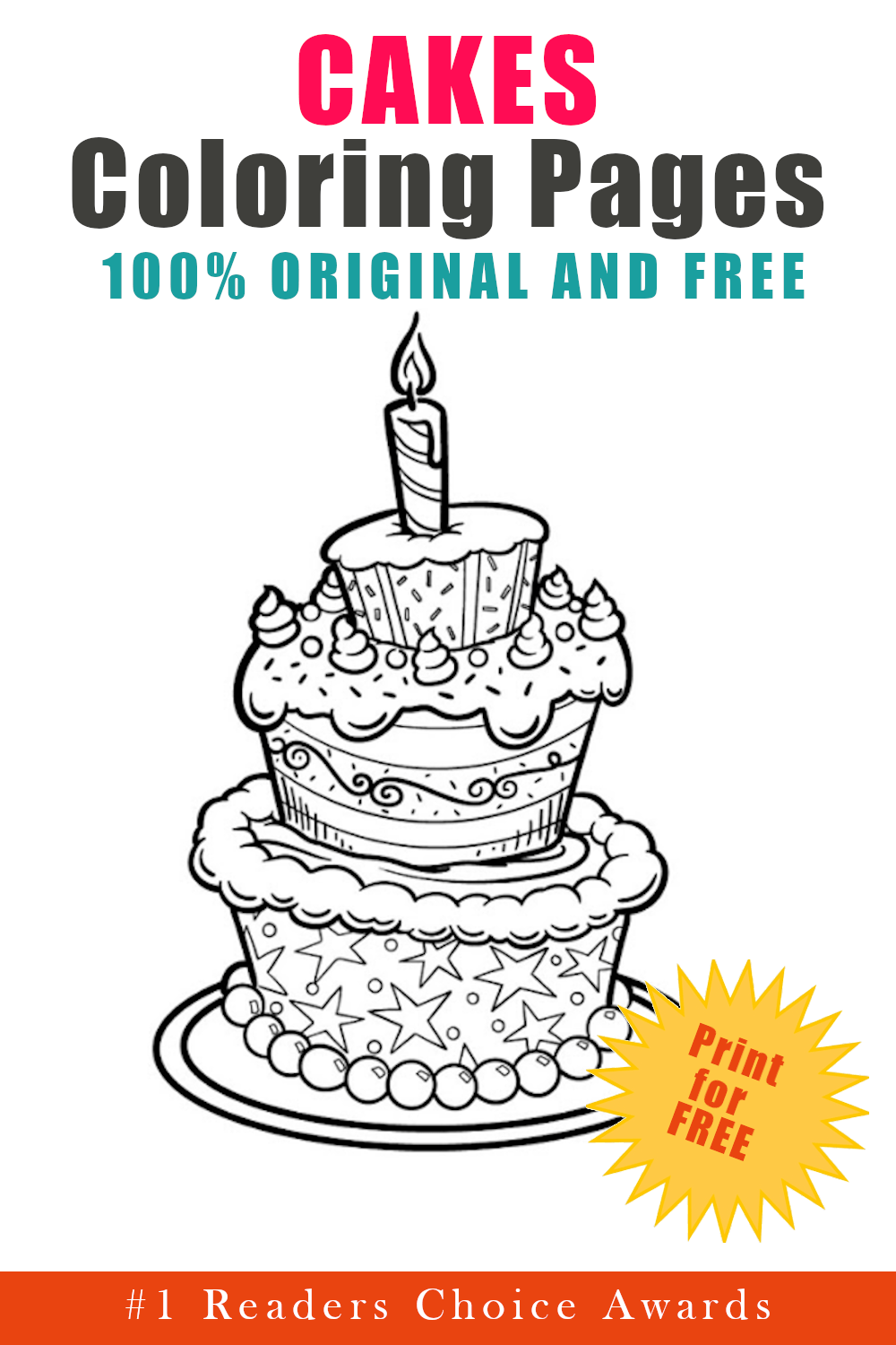 original and free cakes coloring pages