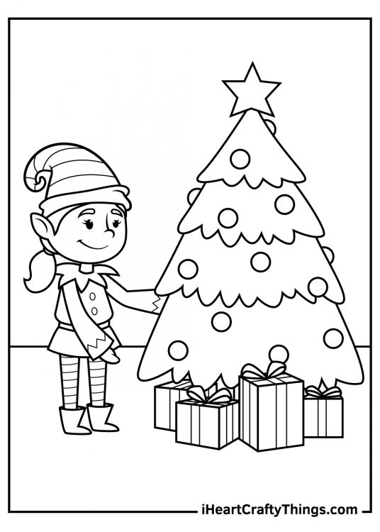 Christmas Elves Coloring Pages