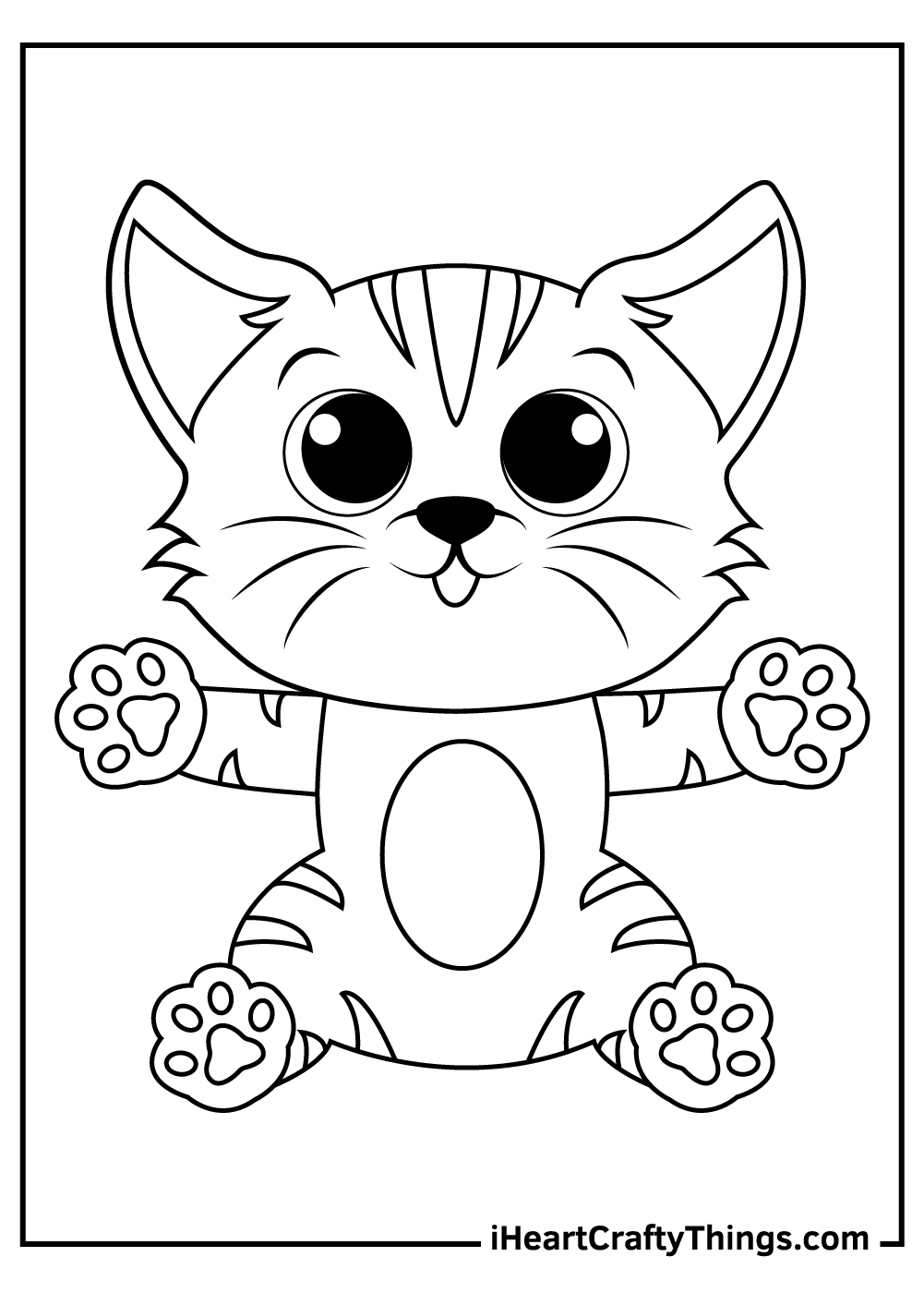 Toddler cute cat coloring page