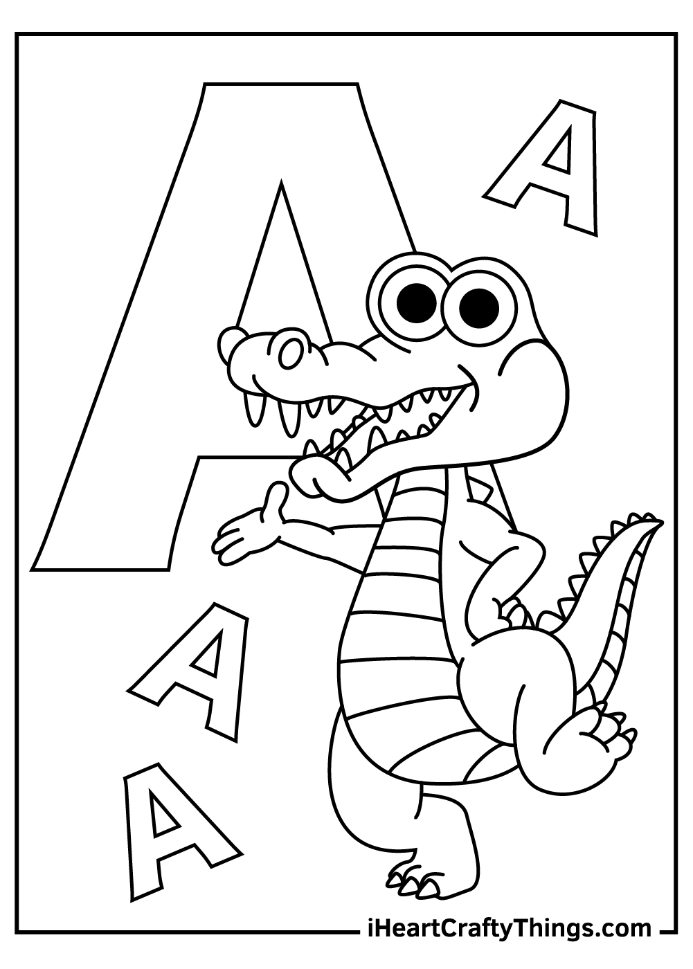 Toddler A is for alligator coloring page