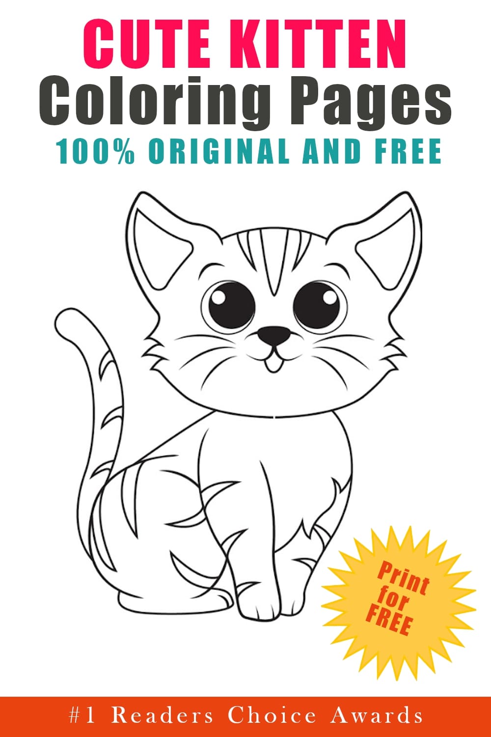 original and free cute kitten coloring pages