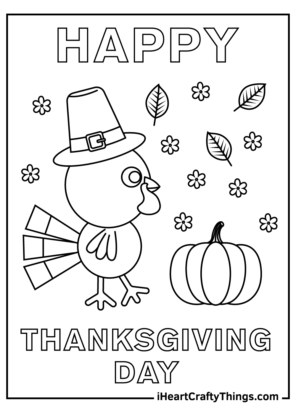 happy thanksgiving day turkey coloring pages