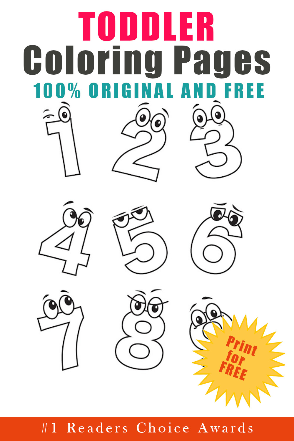 Toddler numbers coloring page free printable