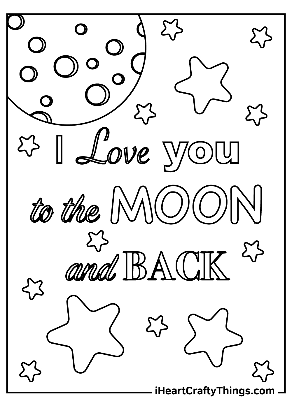 I Love to the Moon and Back coloring pages free pdf