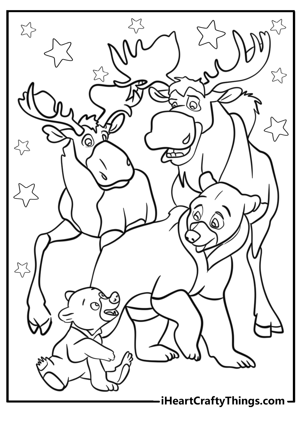 Kenai koda rutt and tuke brother bear coloring page