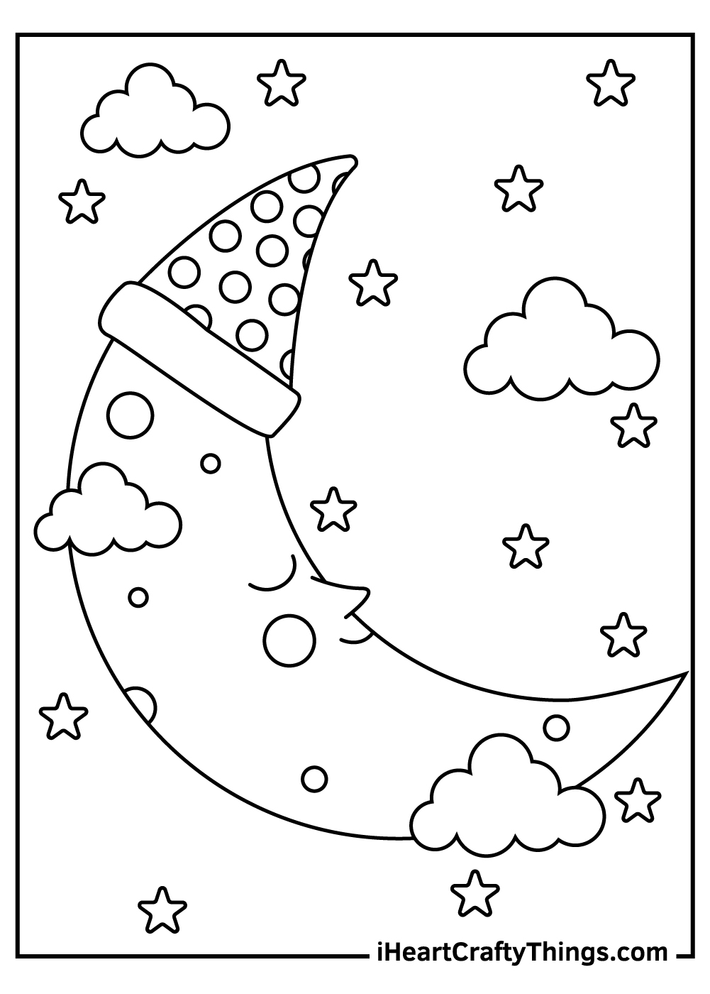 sleeping moon coloring pages for kids