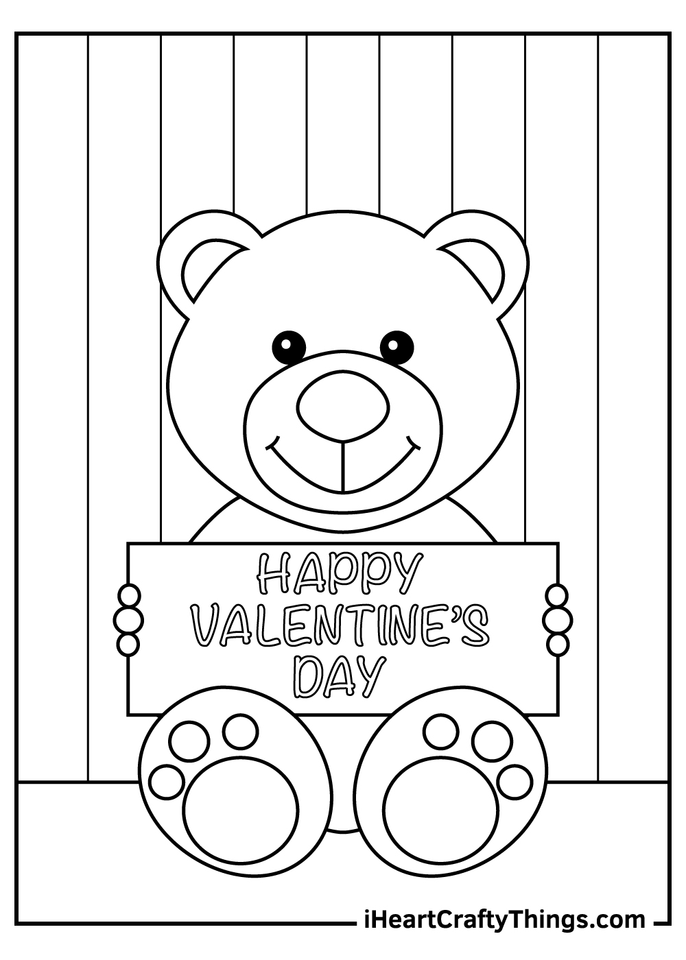 Happy valentine's day coloring pages teddy bear