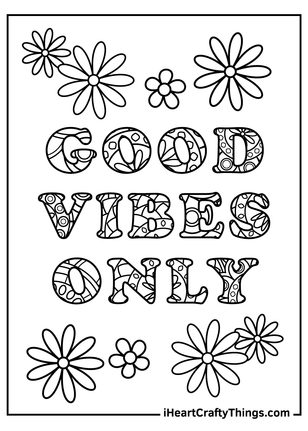 good vibes only stress relief coloring pages free printable