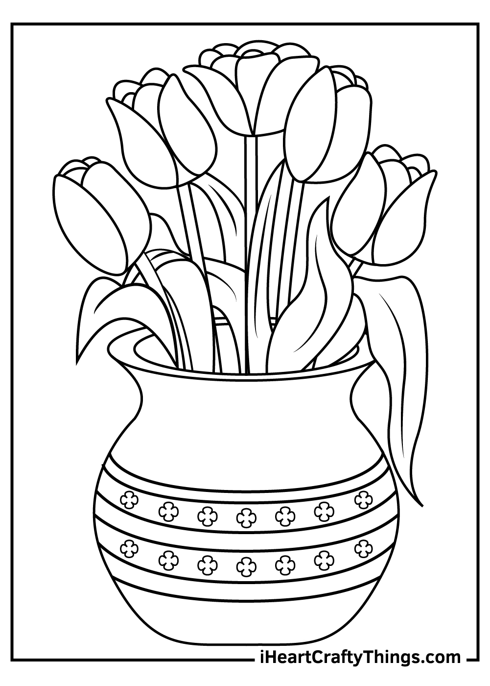 five tulips coloring pages printable 