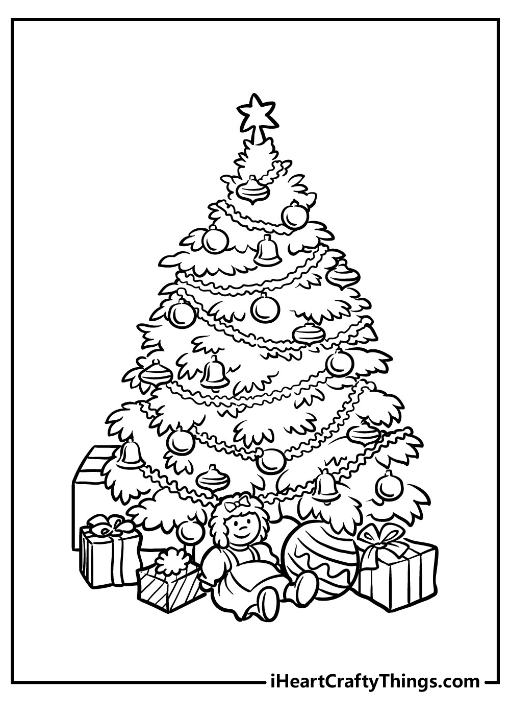 printable black and white christmas tree coloring pages 