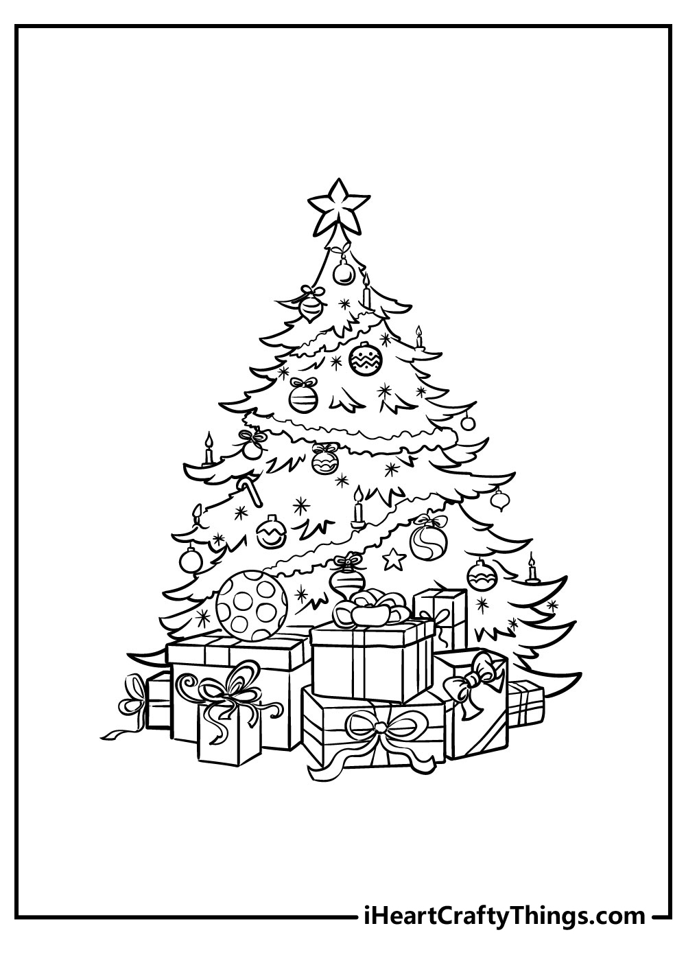 easy christmas tree coloring pages free download