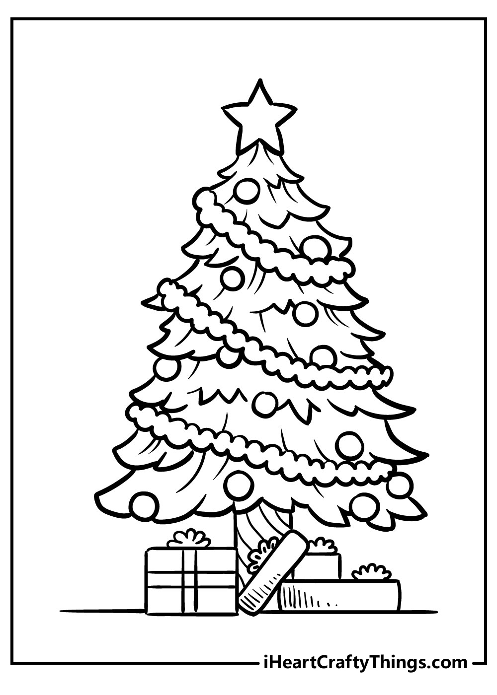 decorated christmas tree coloring pages to print free 
