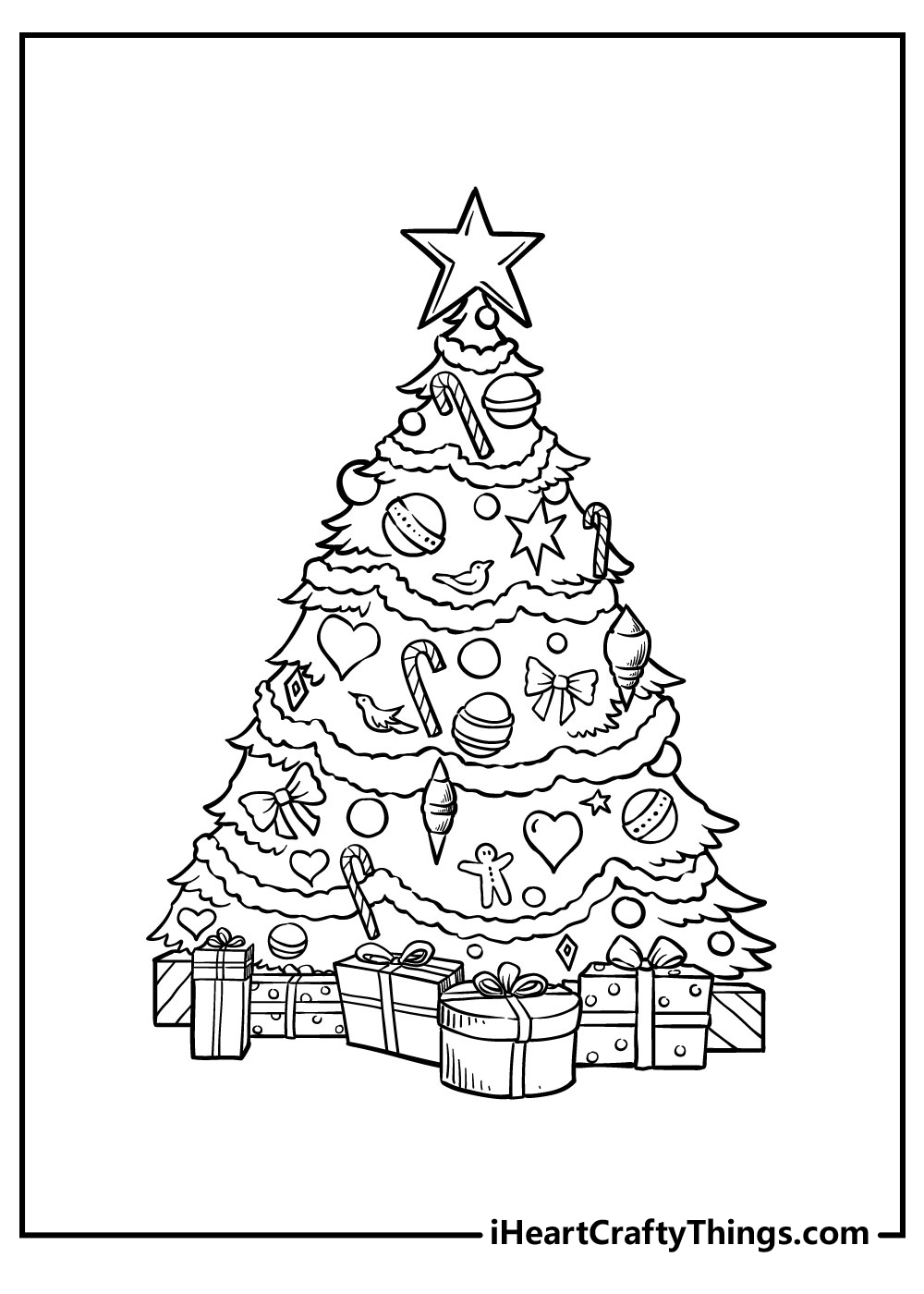 christmas tree coloring pages for kids