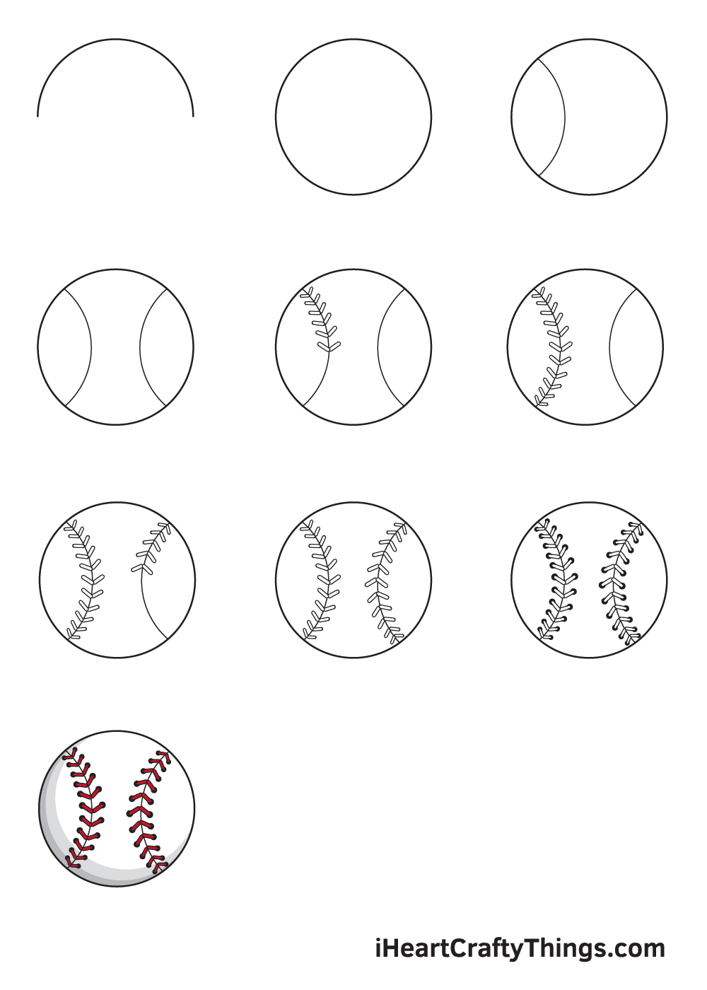 drawing baseball in 9 easy steps