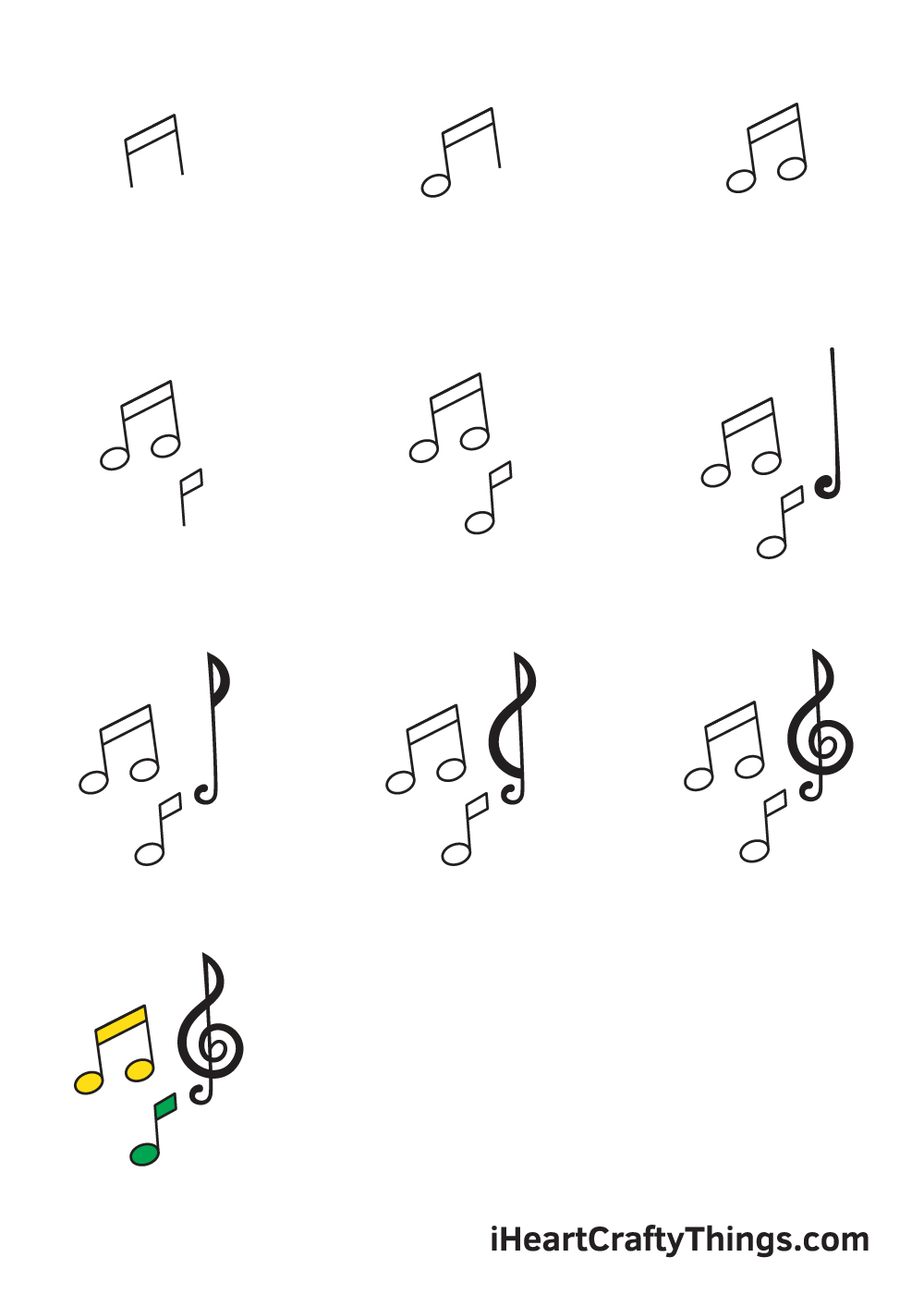 drawing music notes in 9 easy steps