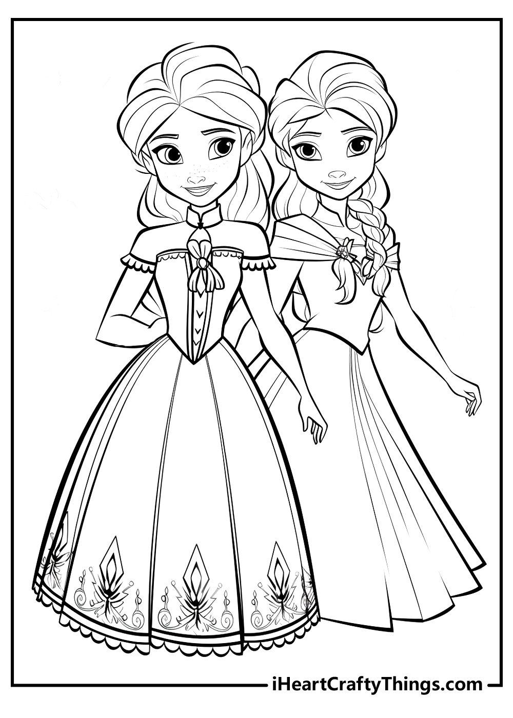 elsa and anna coloring printable for kids