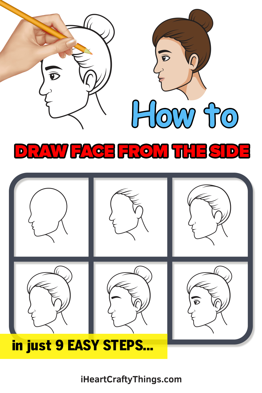 how to draw face from the side in 9 easy steps