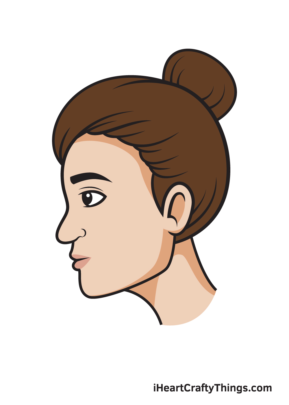 face from the side drawing 9 steps