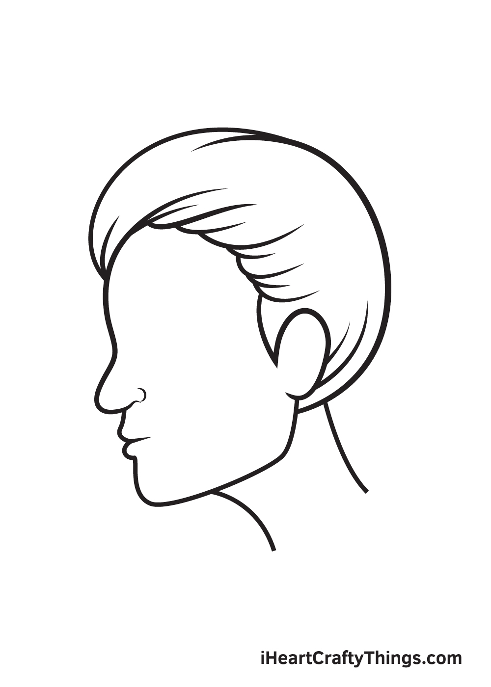 face from the side drawing step 6