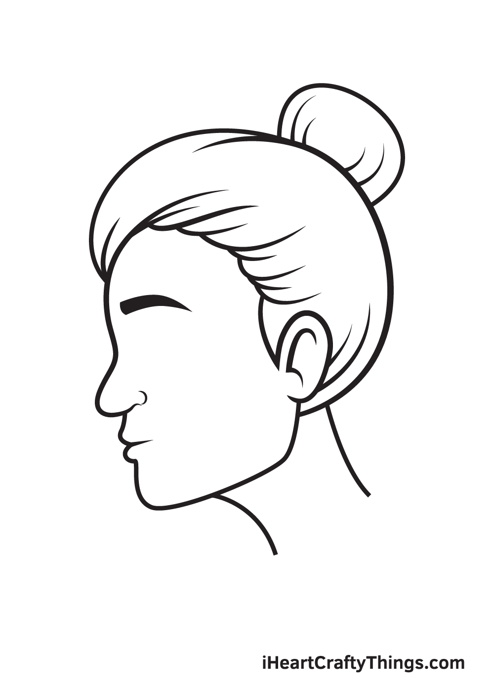 face from the side drawing step 8