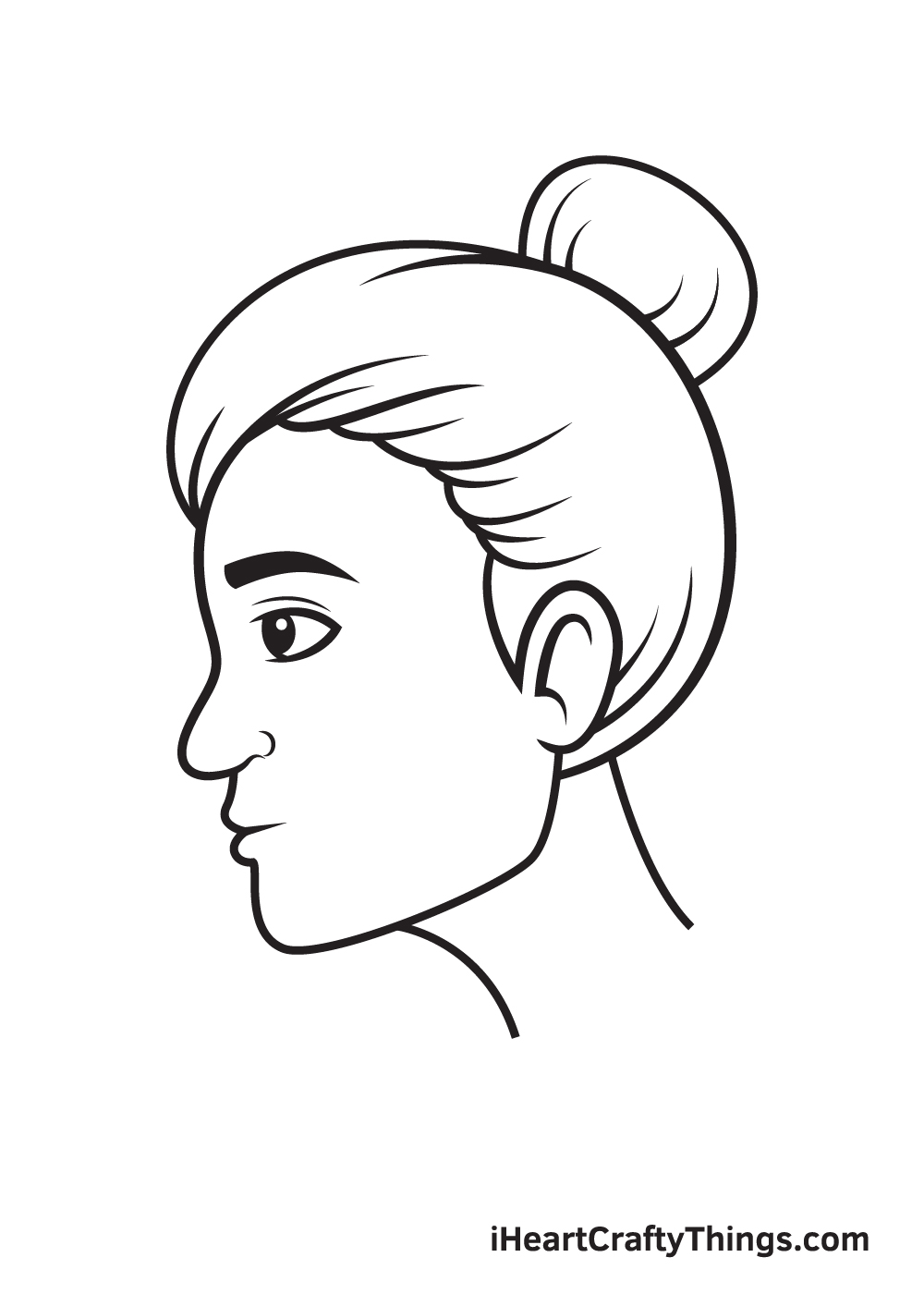 face from the side drawing step 9