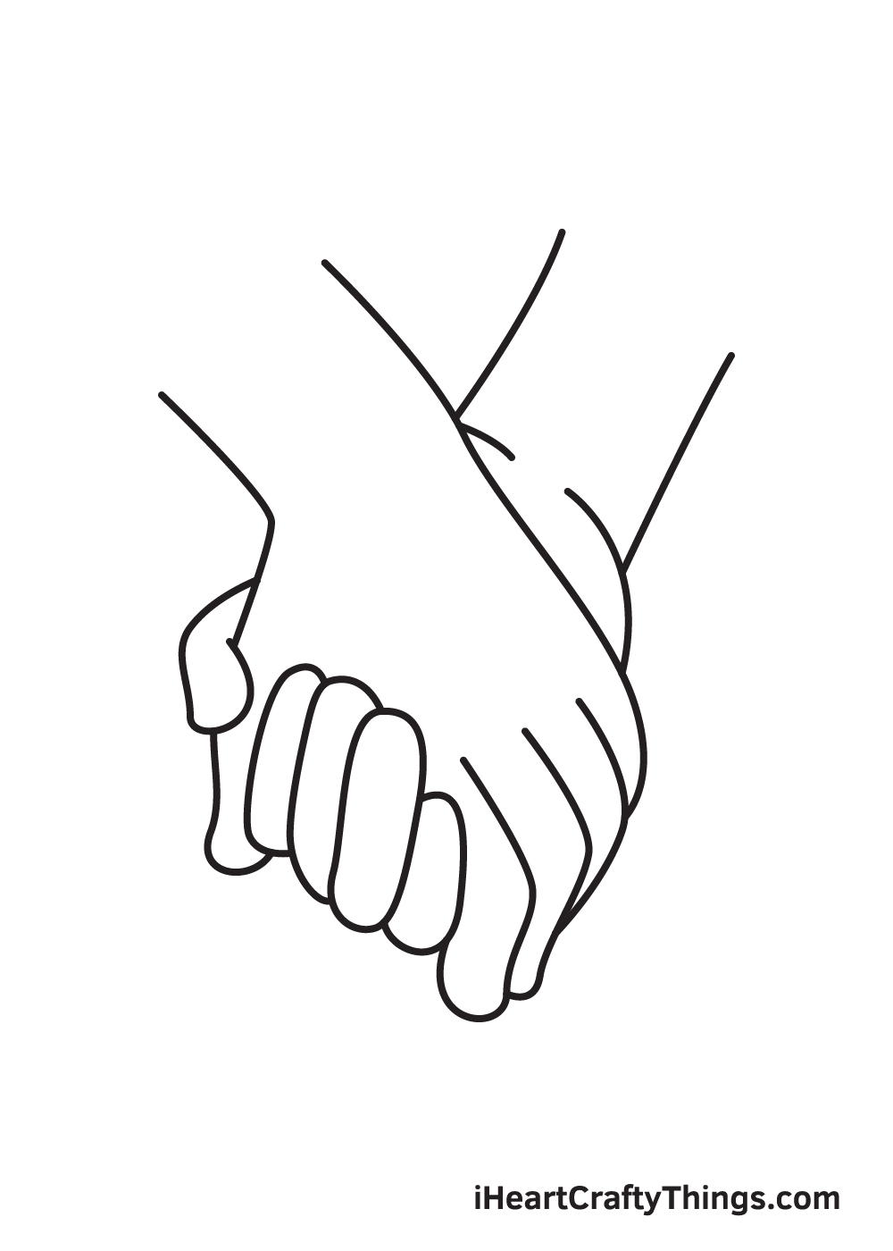 holding hands drawing step 8