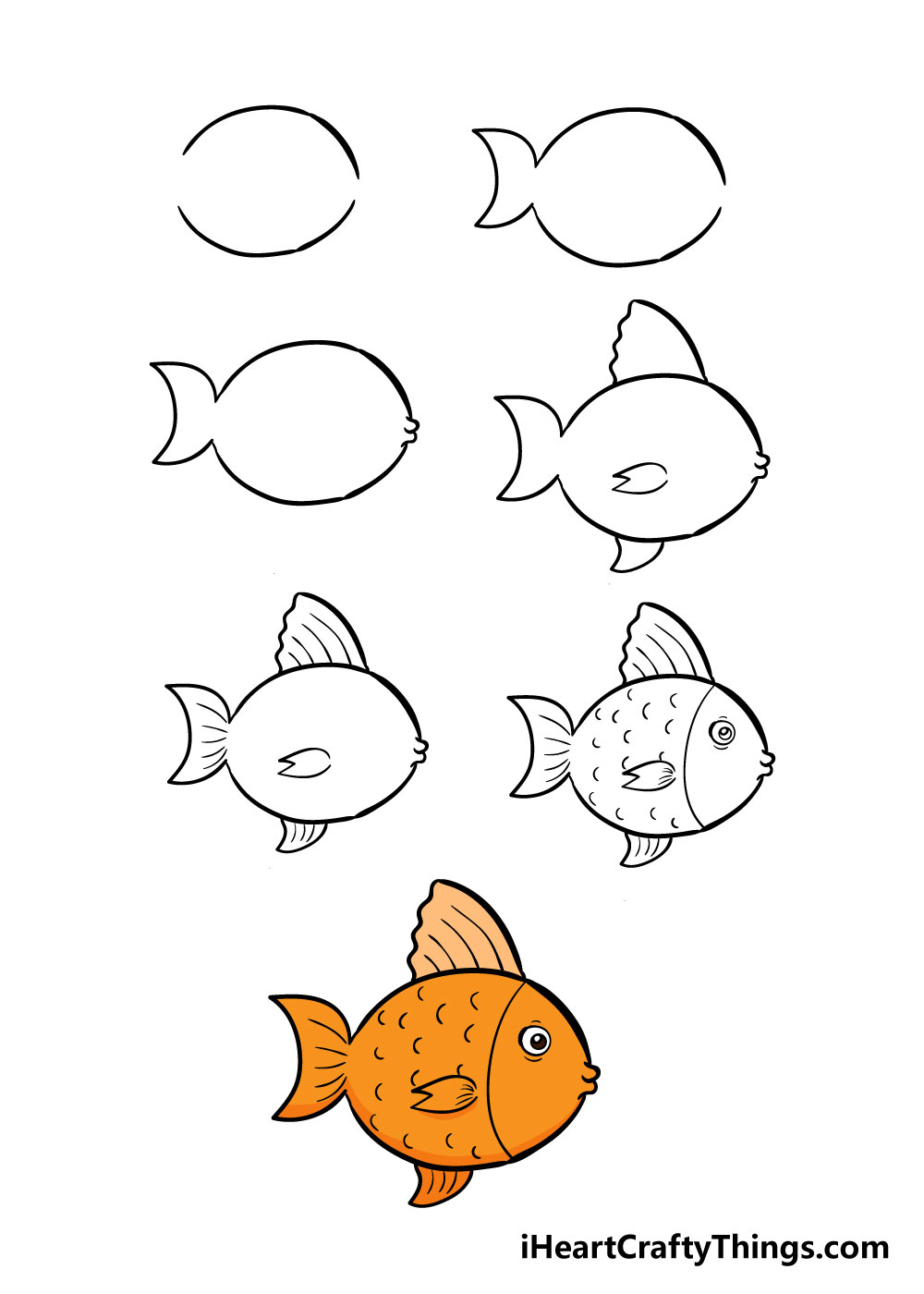 how to draw fish in 7 steps