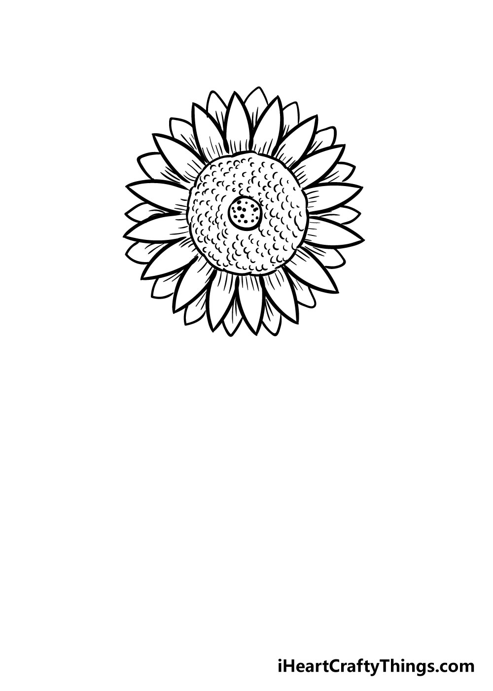 sunflower coloring step 7