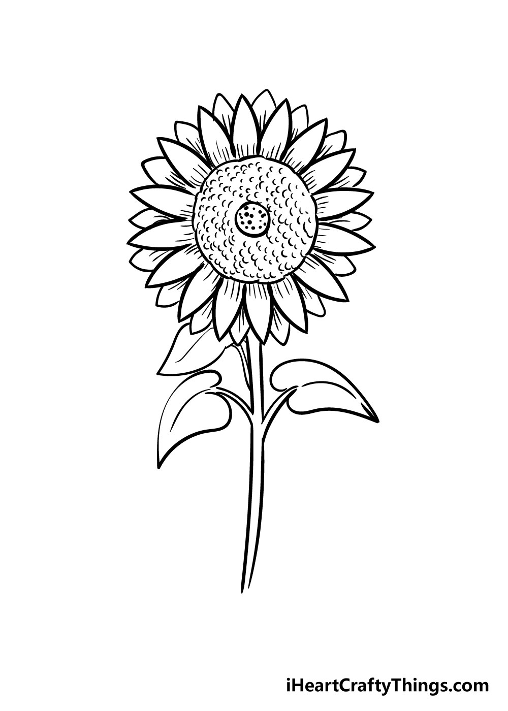 sunflower coloring step 9