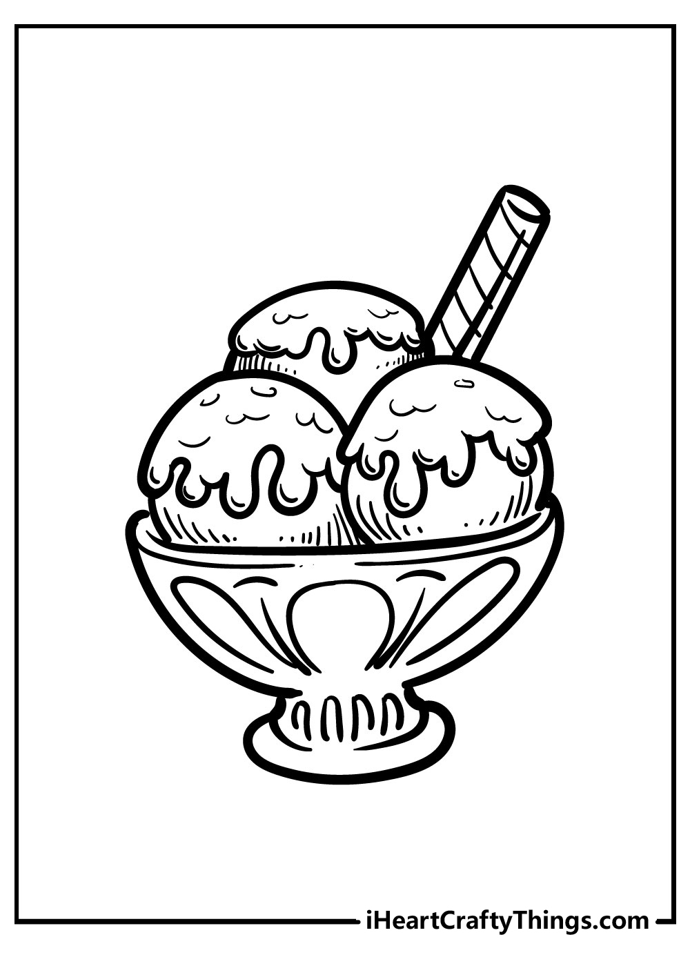 ice cream coloring pages with three scoops 