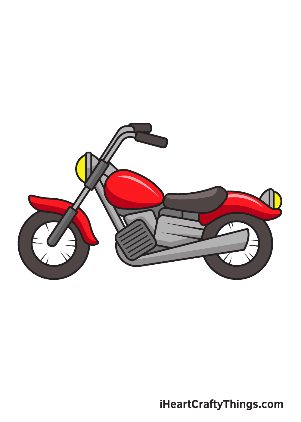motorcycle drawing 9 steps