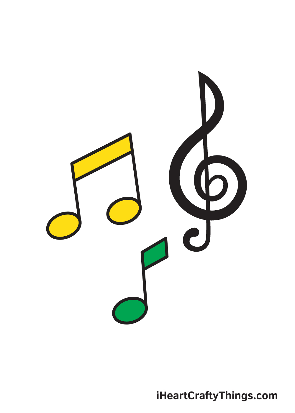 music notes drawing 9 steps