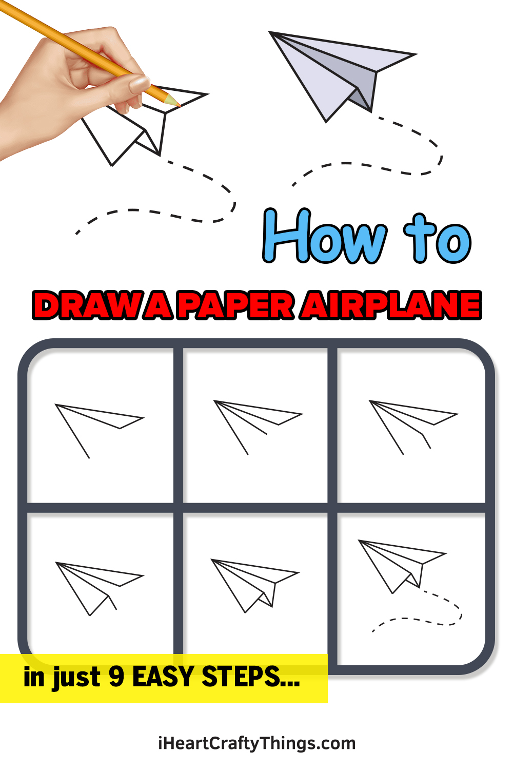 how to draw a paper airplane in 9 easy steps