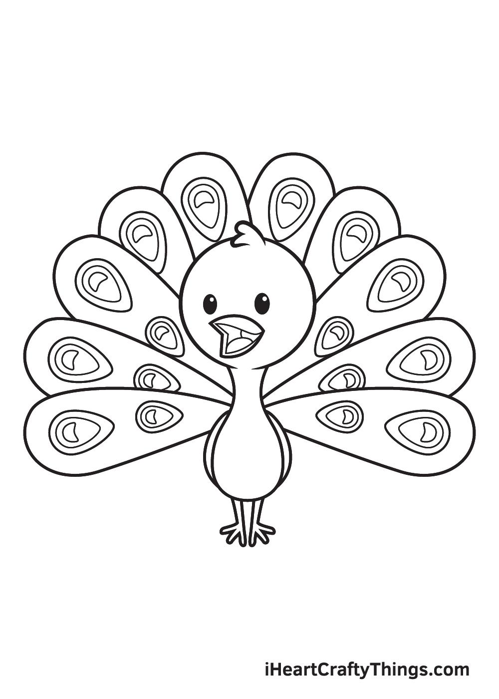 peacock drawing step 9
