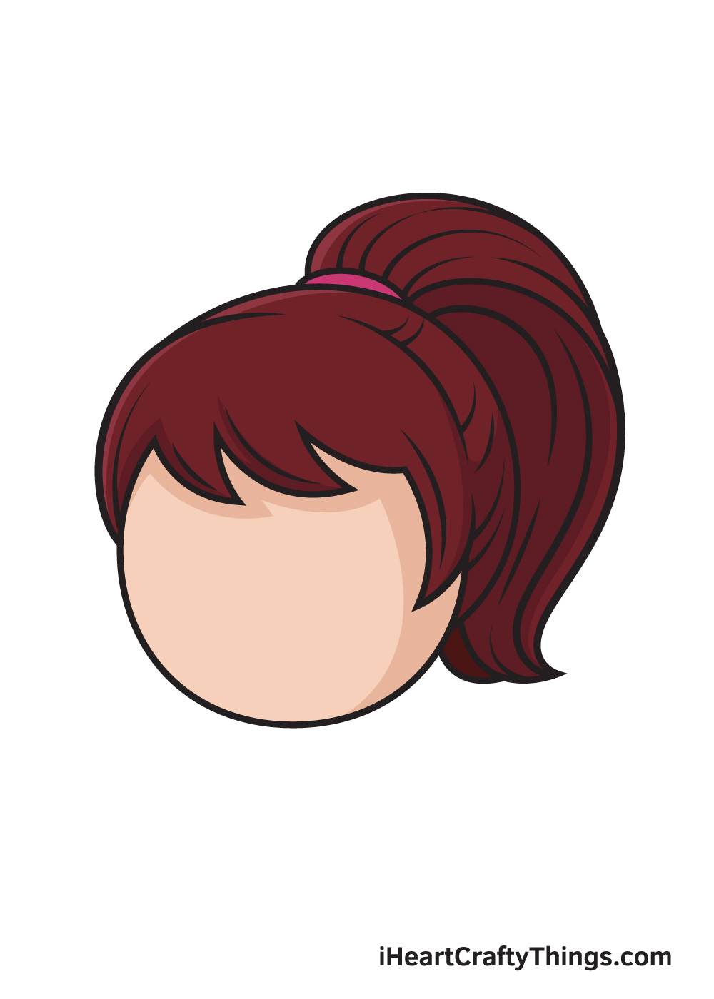 ponytail drawing 9 steps