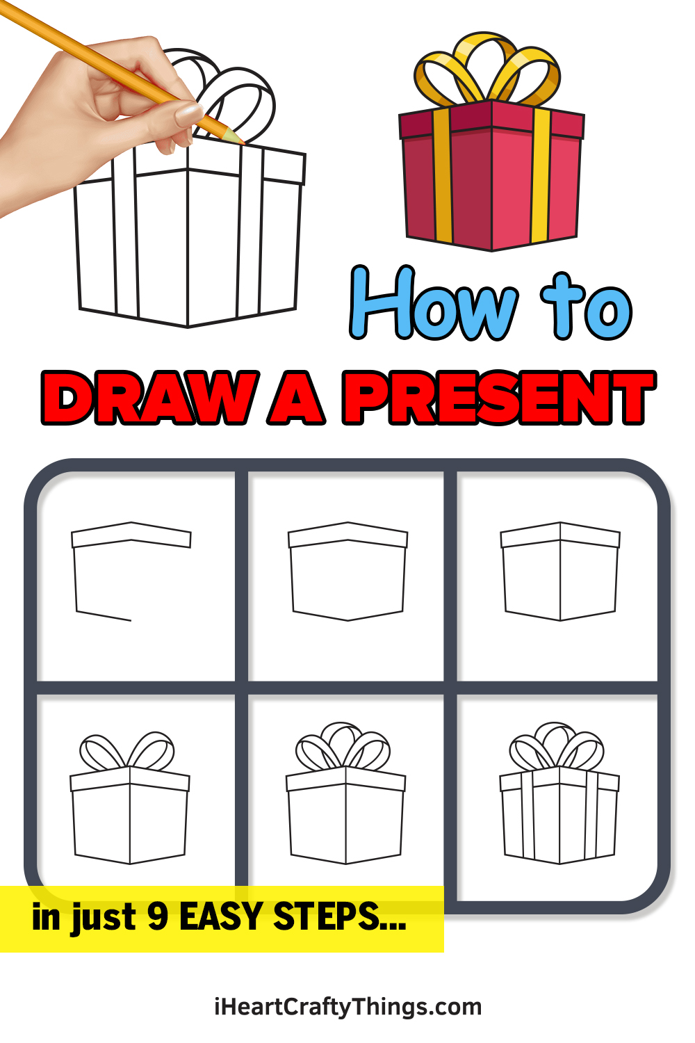 how to draw a present in 9 easy steps
