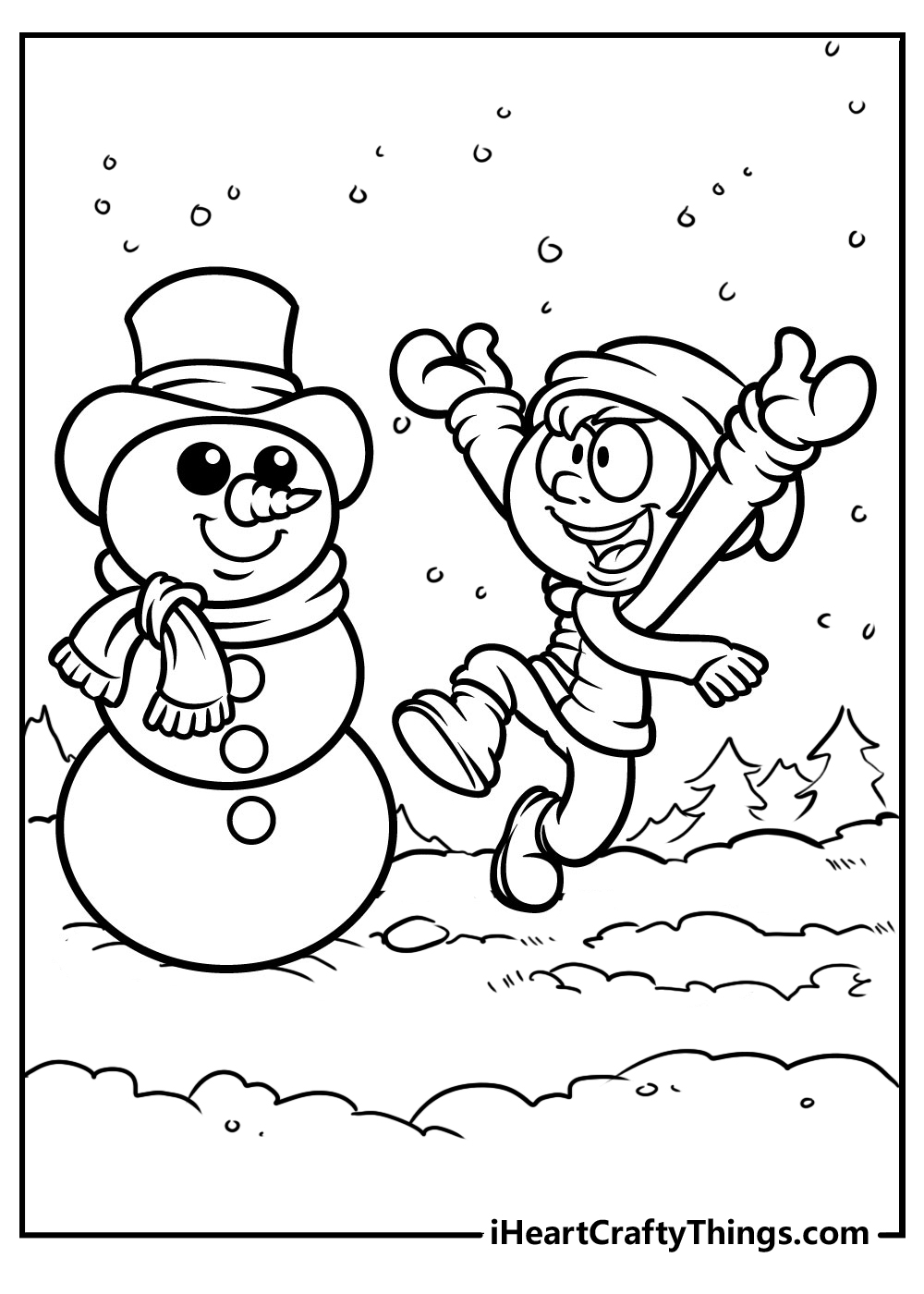 happy snowman coloring pages free printable