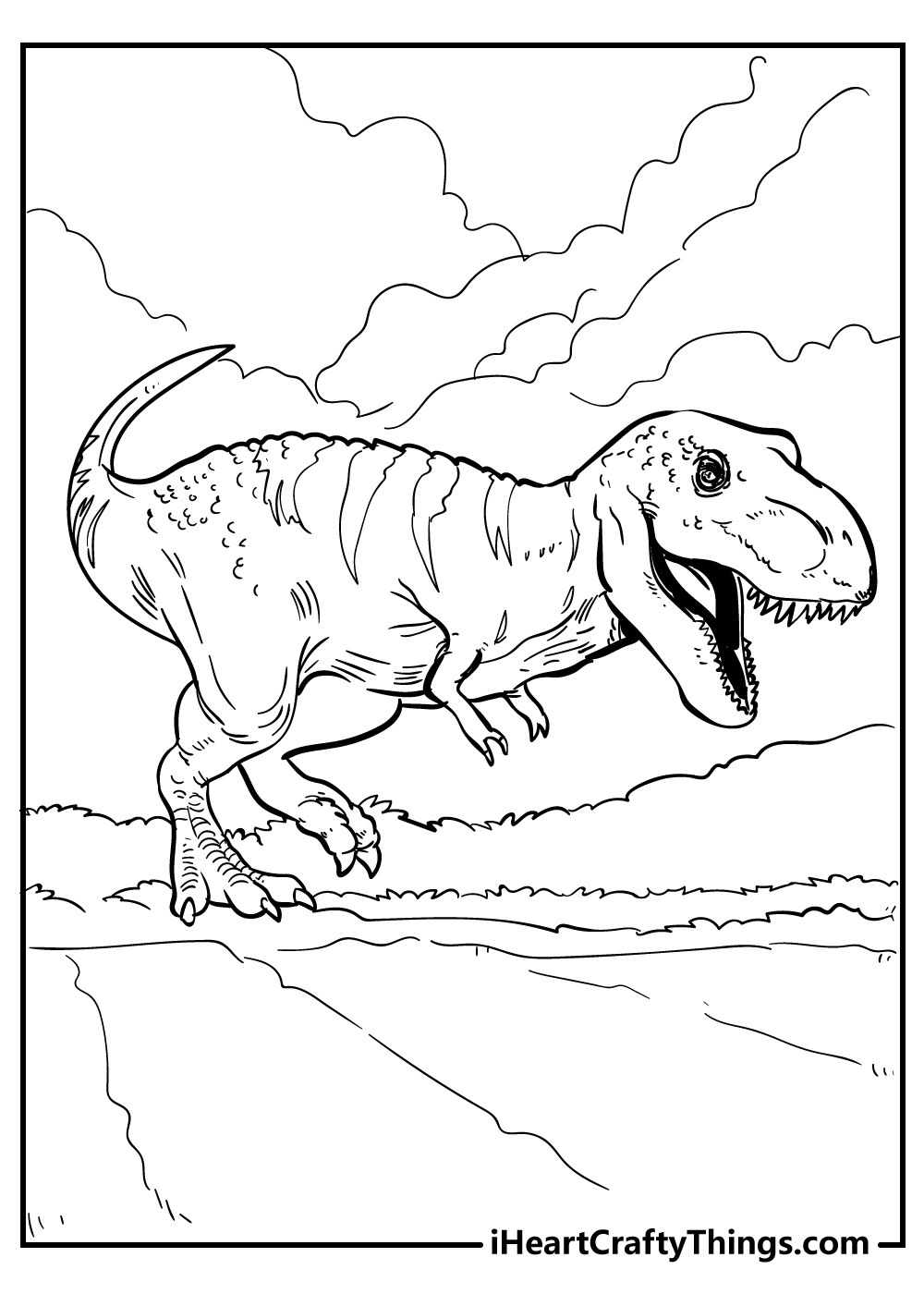 cartoon jurassic world t-rex coloring pages free printable