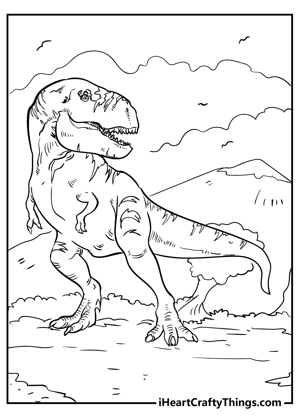 black and white t-rex coloring pages free printable