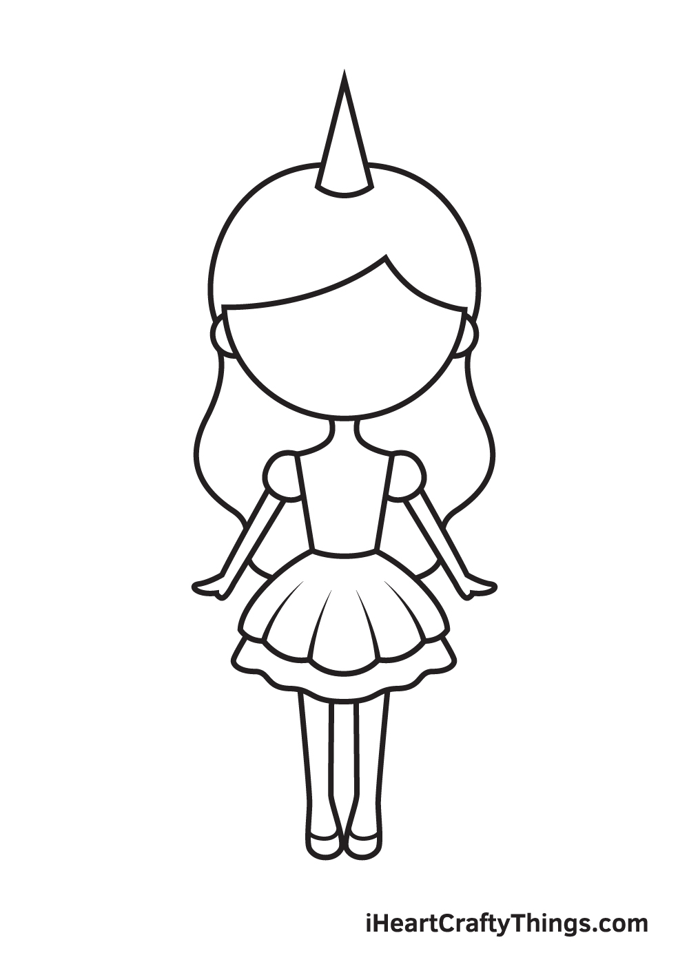 unicorn girl drawing step 7