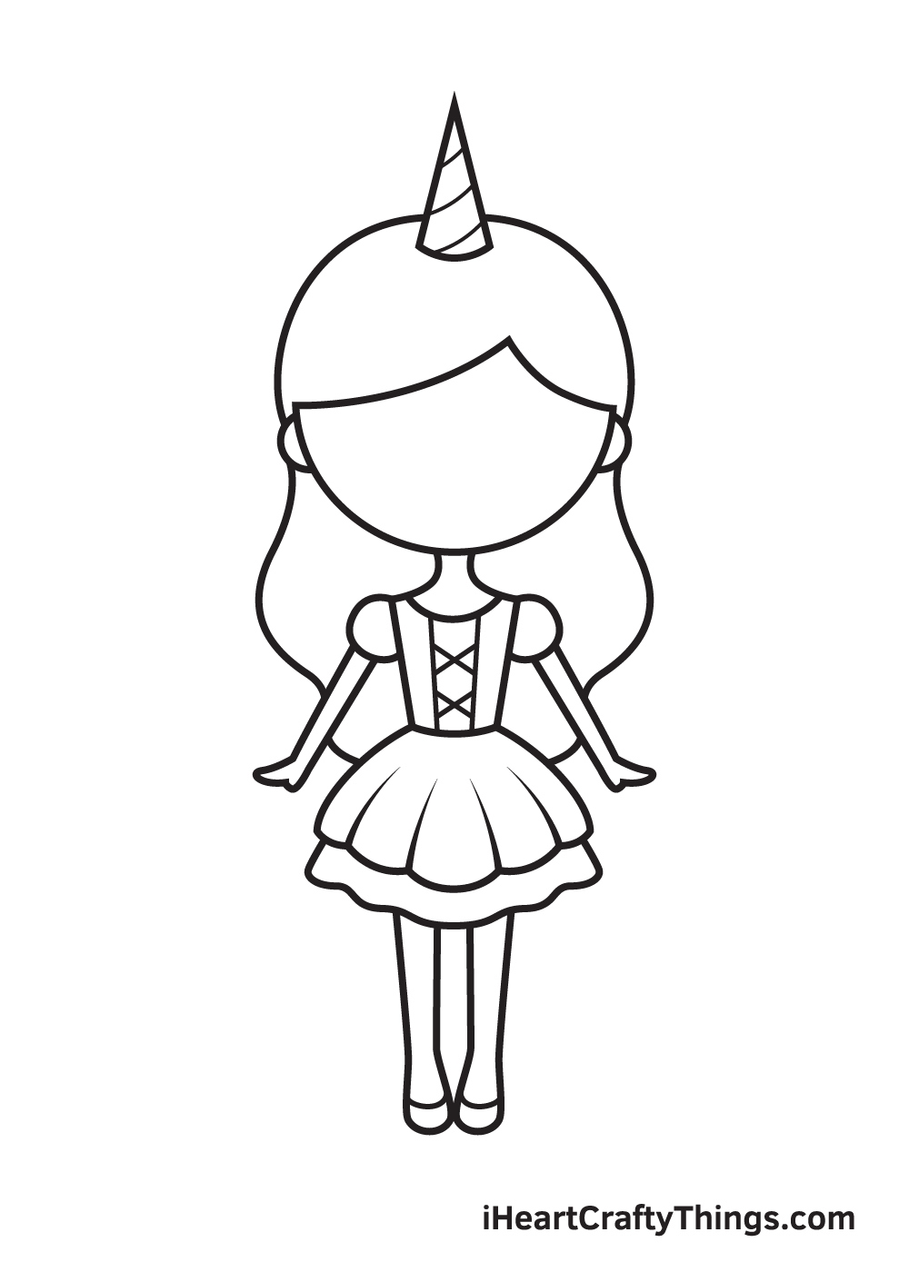 unicorn girl drawing step 8