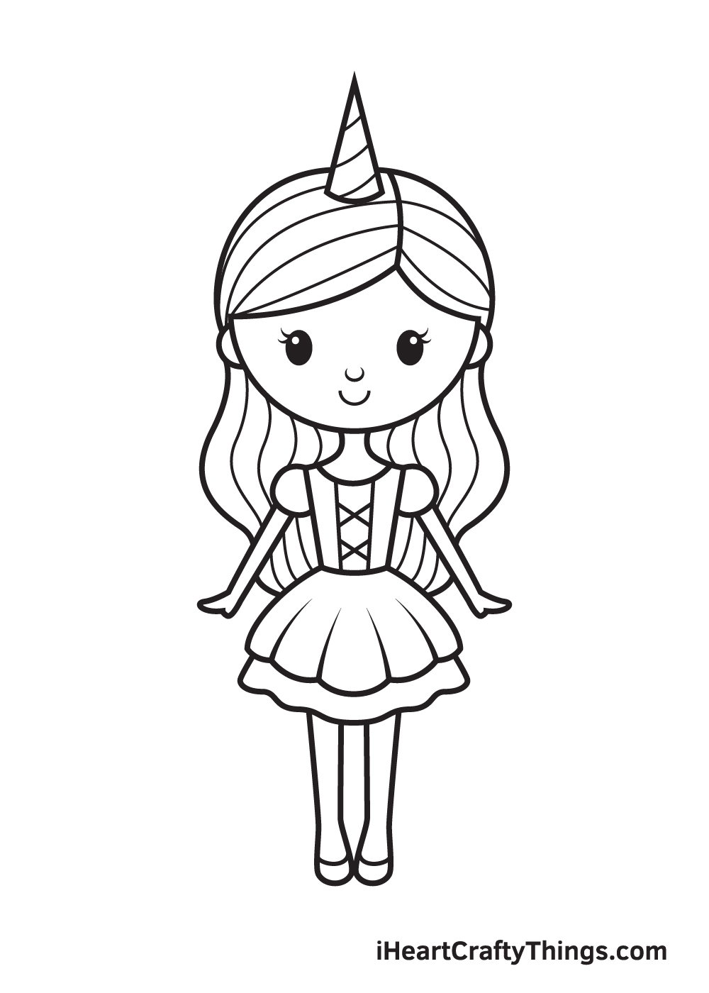 unicorn girl drawing step 9