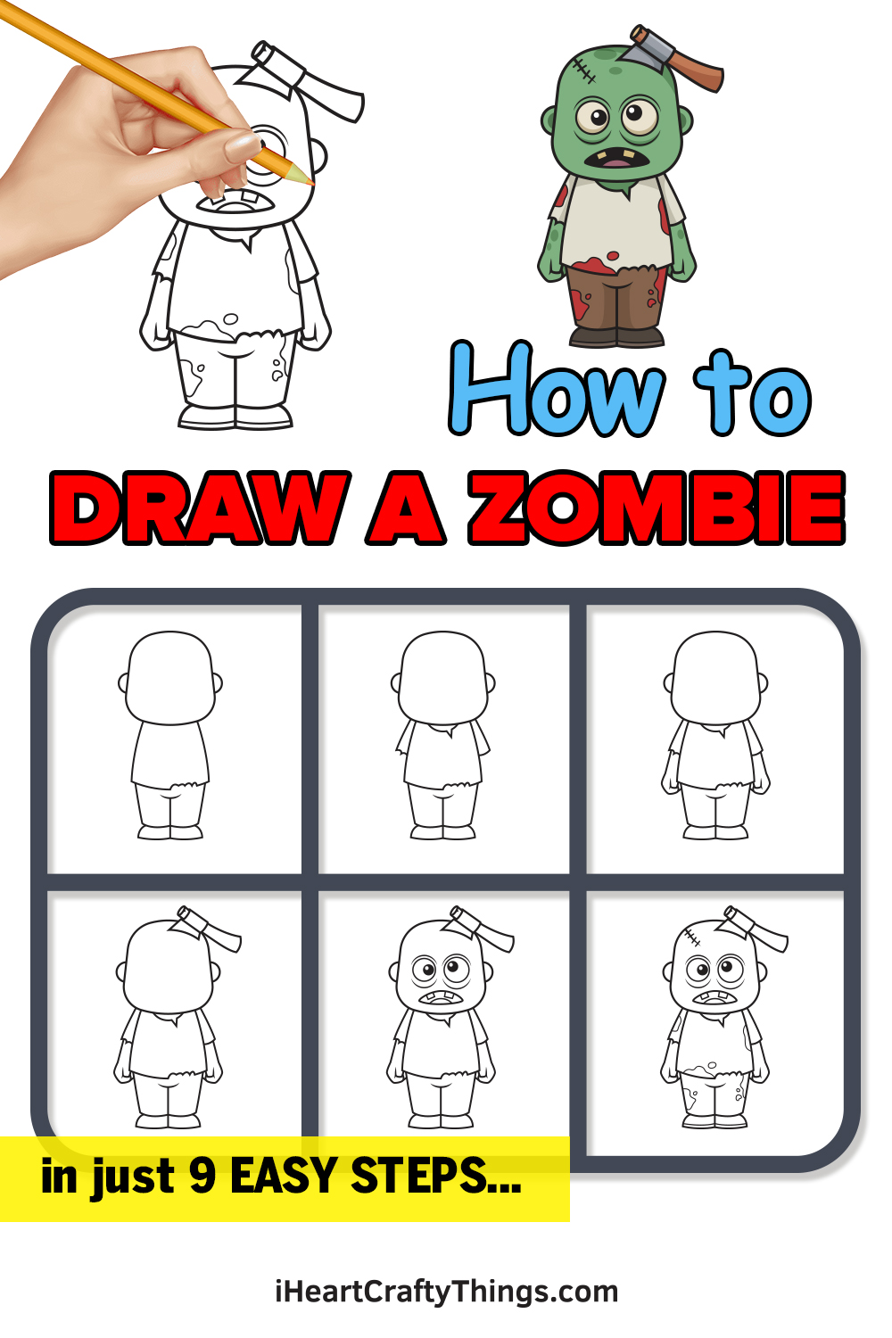 how to draw a zombie in 9 easy steps