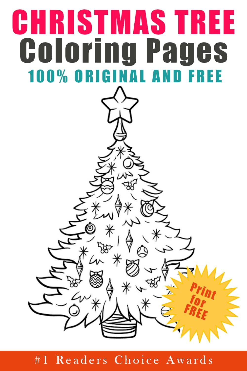original and free christmas tree coloring pages
